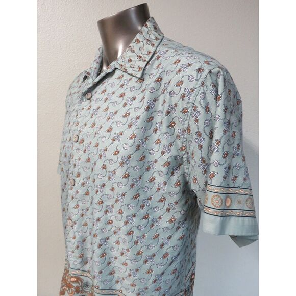 Mens Colowear Train Ticket Short Sleeve Button Front Paisley Shirt Size XL India - Picture 2 of 12
